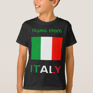 T-shirt Italie Et Drapeau Italien Vert Personnalisation Ho