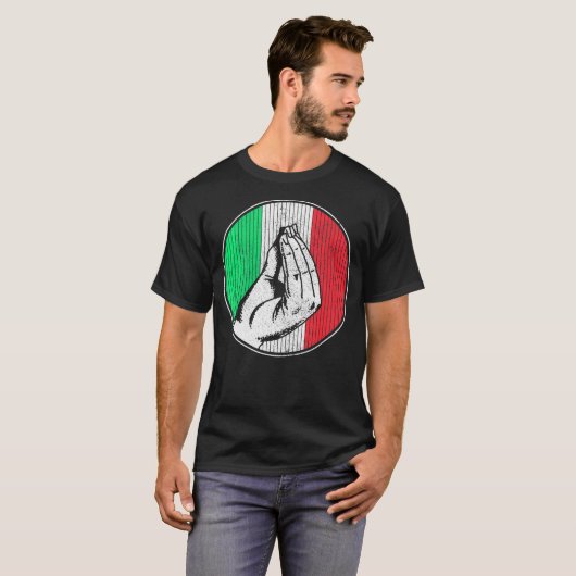 T-shirt Italie Italienne Funny Gesture Main Gésture Drapea (Devant entier)
