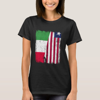 T-shirt Italie Libéria Demi-Drapeau Italie Libérien Maillo