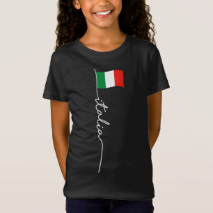 T-Shirt Italie Signature Pole Drapeau - Élégant Italie pat