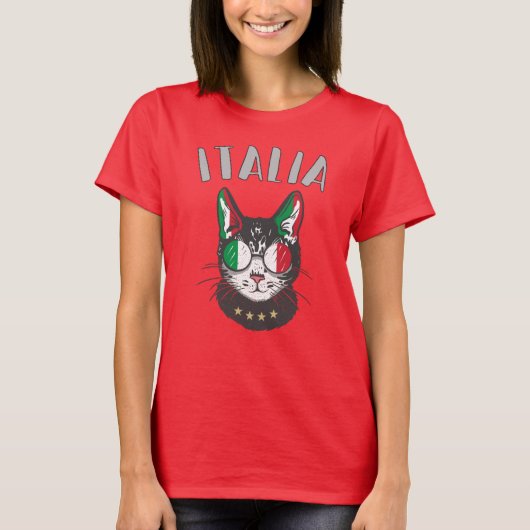 T-shirt Italie Soccer Chat Mascotte drapeau italien (Devant)