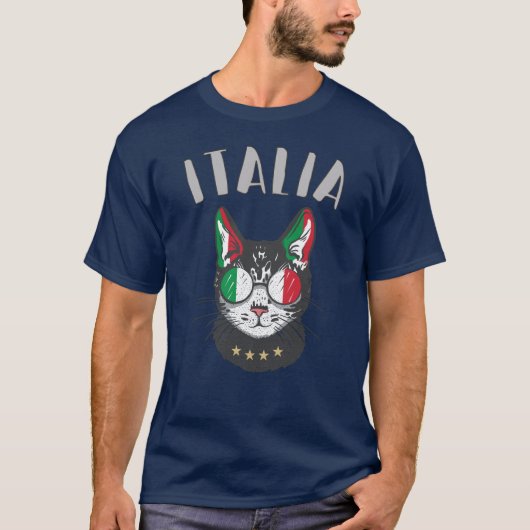 T-shirt Italie Soccer Chat Mascotte drapeau italien (Devant)