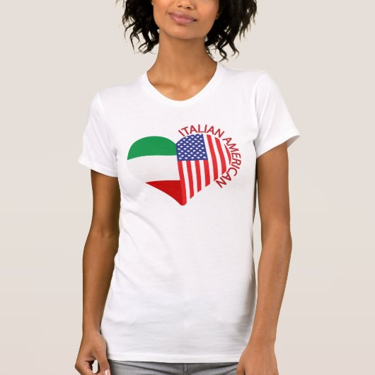 T-shirt Italien American Pride Drapeau Design de coeur (Devant)