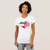 T-shirt Italien American Pride Drapeau Design de coeur (Devant entier)