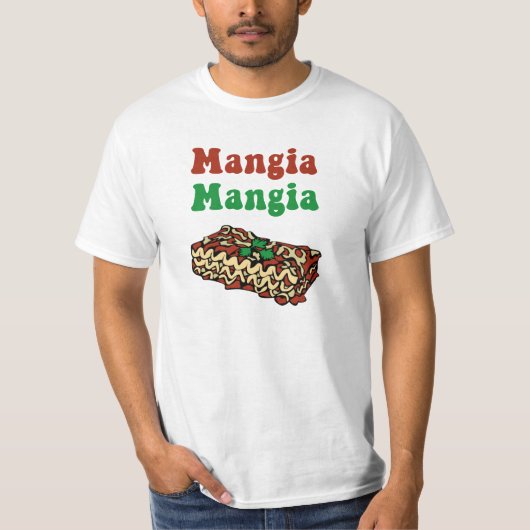 T-shirt italien de nourriture de Mangia Mangia (Devant)