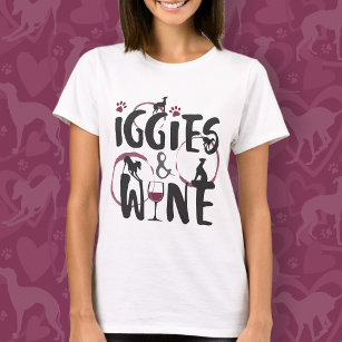 T-shirt Italien Greyhound Chien Maman Amateur de vin Texte