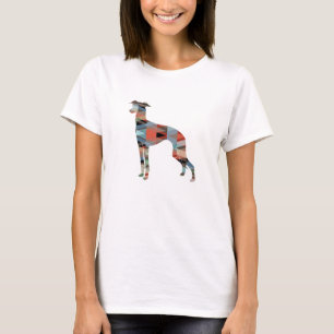 T-shirt Italien Greyhound Geo Motif Silhouette - Plaid