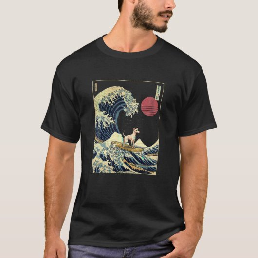 T-shirt Italien Greyhound Japonais Kanagawa Wave Funny Sur (Devant)