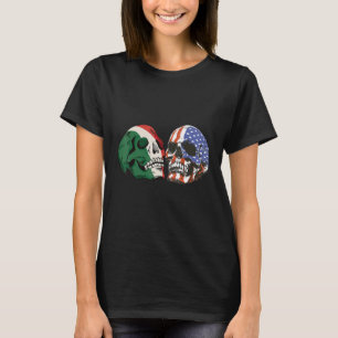 T-shirt Italien Racines Américain Né Italia Drapeau Crâne