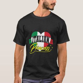 T-shirt Italienne Princesse Italie Italia Drapeau Coeur