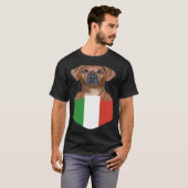T-shirt Italy Flag Rhodesian Ridgeback Dog In Pocket (Devant entier)