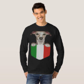 T-shirt Italy Flag Whippet Dog In Pocket (Devant entier)