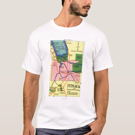 T-shirt Ithaca et points voisins d'intérêt (Devant)