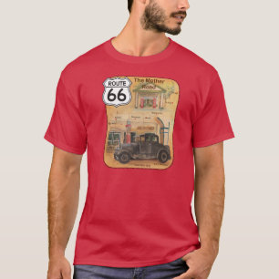 T-shirt Itinéraire 66 avec la vieilles voiture et station