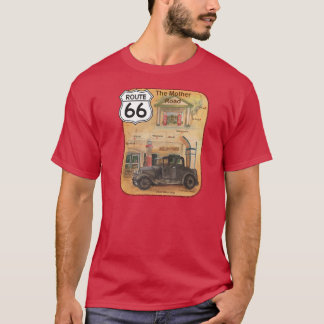 T-shirt Itinéraire 66 avec la vieilles voiture et stations