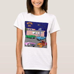 T-shirt itinéraire 66 de wagon-restaurant des années 195