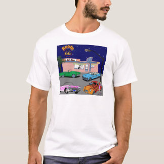 T-shirt itinéraire 66 de wagon-restaurant des années 1950