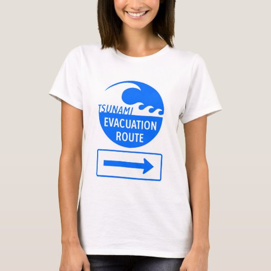 T-shirt Itinéraire d'évacuation en cas de tsunami (Devant)