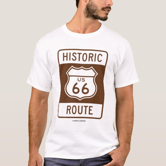 T-shirt Itinéraire historique des USA 66 (signe de (Devant)