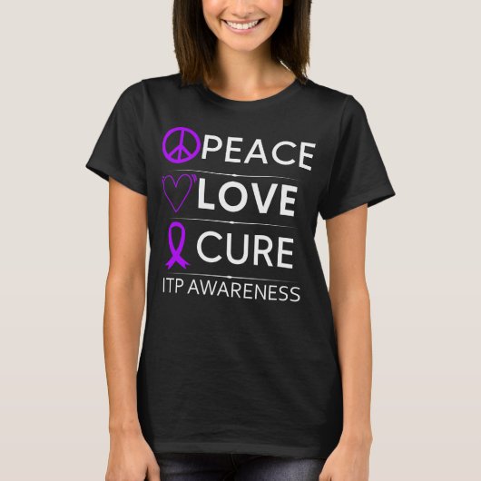 T-shirt ITP Sensibilisation Purpura Purple Ribbon Love Cur (Devant)