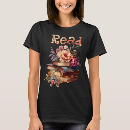 T-shirt It's a Good Day to Read a Book Book Floral Books (Devant)
