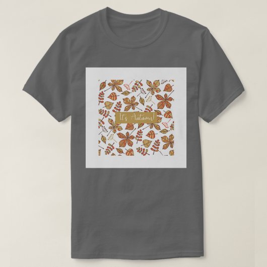 T-shirt Its Autumn Fall Leaves Drawing Brown White Print D (Design devant)