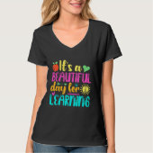T-shirt It's Beautiful Day For Learning Retro Teacher Stud (Devant)