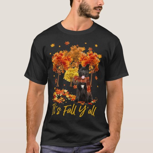 T-shirt It's Fall Y'all Akita Dog Tree Pumpkin Fall Autumn (Devant)