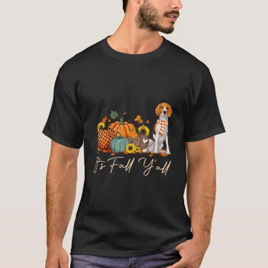 T-shirt It'S Fall Y'All Beagle Leopard Pumpkin Halloween F (Devant)
