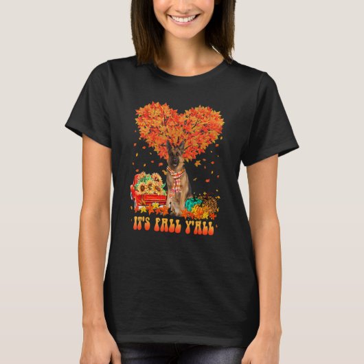 T-shirt It's Fall Y'all Belgian Malinois Dog Pumpkin Autum (Devant)