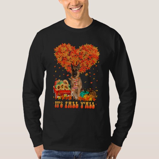 T-shirt It's Fall Y'all Belgian Malinois Dog Pumpkin Autum (Devant)