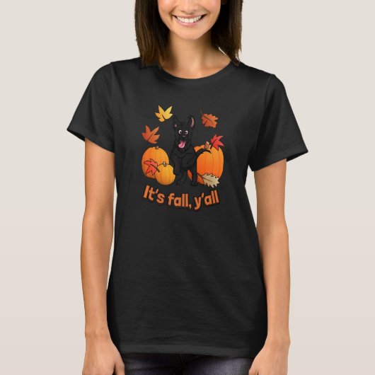 T-shirt Its fall yall black german shepherd edition (Devant)