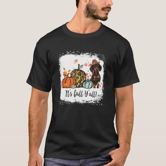 T-shirt It's Fall Y'all Dachshund Pumpkin Dog Halloween (Devant)