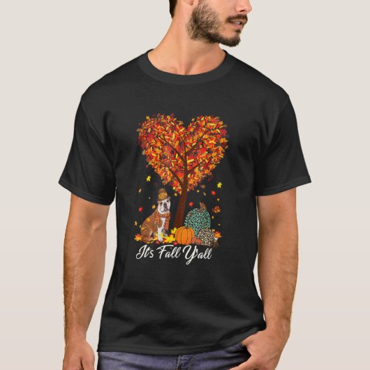T-shirt It's Fall Y'all English Bulldog Fall Thanksgiving (Devant)