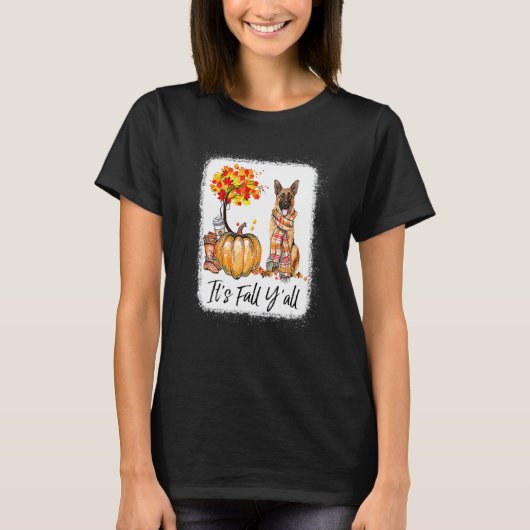 T-shirt It's Fall Y'all German Shepherd Dog Halloween Than (Devant)