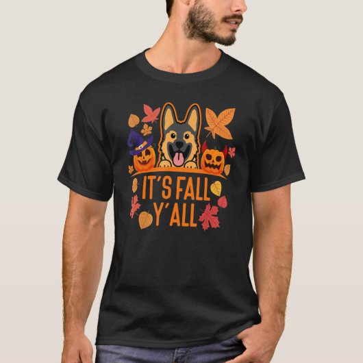 T-shirt Its fall yall German Shepherd puppy 5 (Devant)