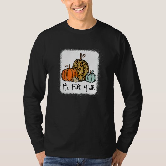 T-shirt It's Fall Y'all Leopard Pumpkin Happy Thanksgiving (Devant)