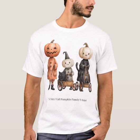 T-shirt It's FALL Y'all Pumpkin Family (Devant)