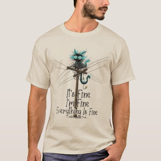 T-shirt Its Fine I'm Fine Everything Is Fine Electro Cat (Devant)
