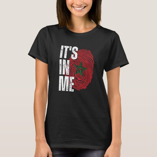 T-shirt It's In Me Morocco Flag Fingerprint Moroccan Herit (Devant)