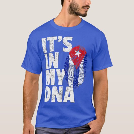 T-shirt ITS IN MY DNA Cuba Flag Cuban T Shirt Novelty (Devant)