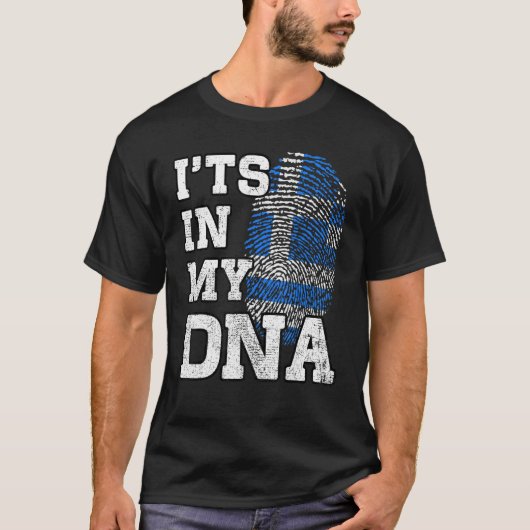 T-shirt It's In My DNA Greek Fingerprint Proud Greece Flag (Devant)