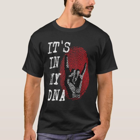 T-shirt IT'S IN MY DNA Hand Horns Fingerprint Punk Rock Di (Devant)