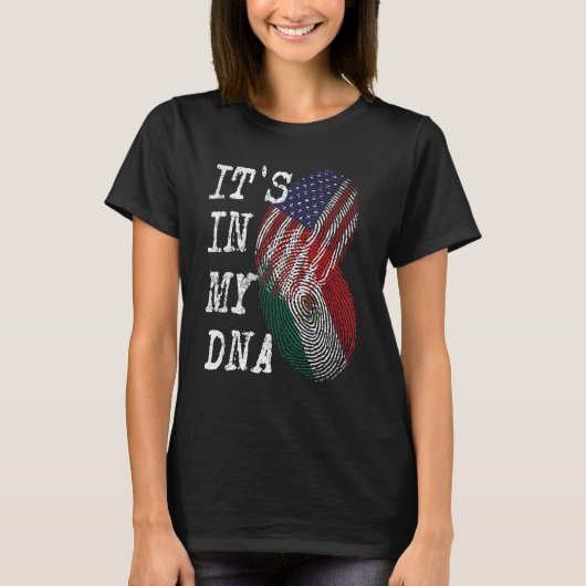 T-shirt IT'S IN MY DNA Mexican American Fingerprint Flag U (Devant)