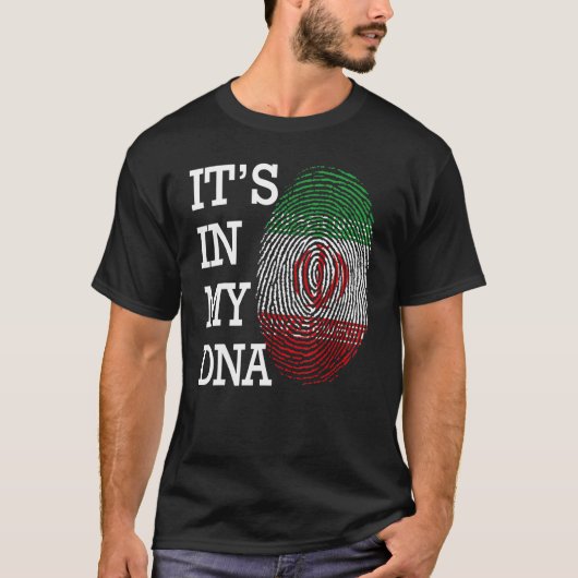 T-shirt It's in my DNA quote Flag of Iran fingerprint (Devant)