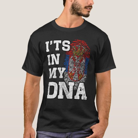 T-shirt It's In My DNA Serbian Fingerprint Proud Serbia Fl (Devant)