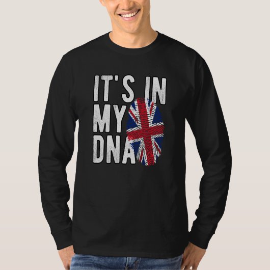 T-shirt It's In My DNA Union Jack Fingerprint British Isle (Devant)