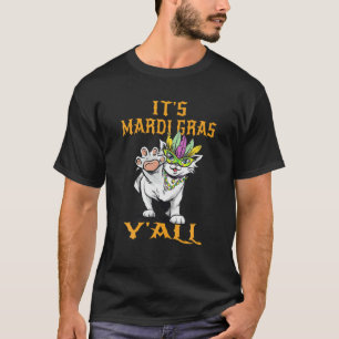 T-shirt It's Mardi Gras Y'all Cute Cat Costume Vintage Wom