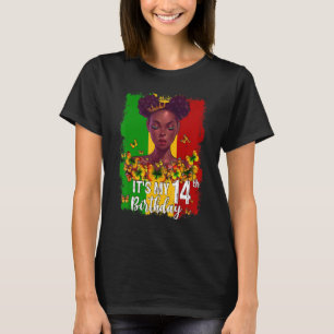 T-shirt It's My 14th Birthday 14 Years Old Black Melanin W