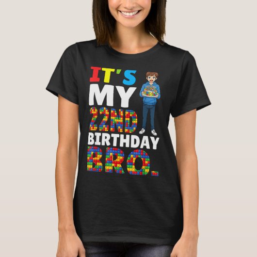 T-shirt Its My 22nd Birthday Bro Boy Cake Building Blocks (Devant)